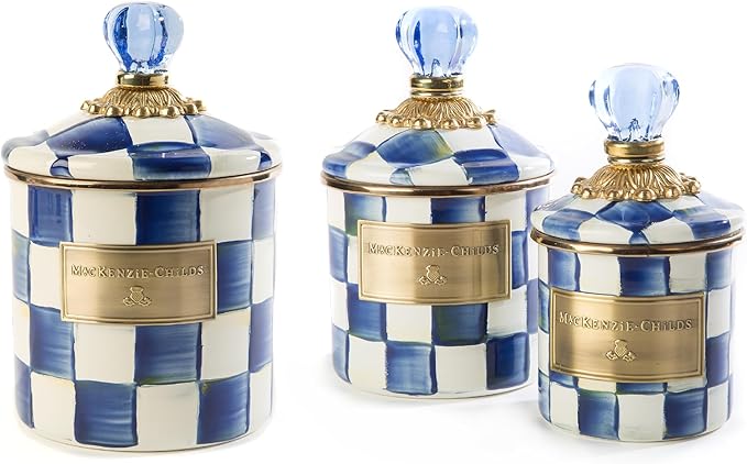 MacKenzie-Childs Royal Check Enamel Canisters (Set of 3)
