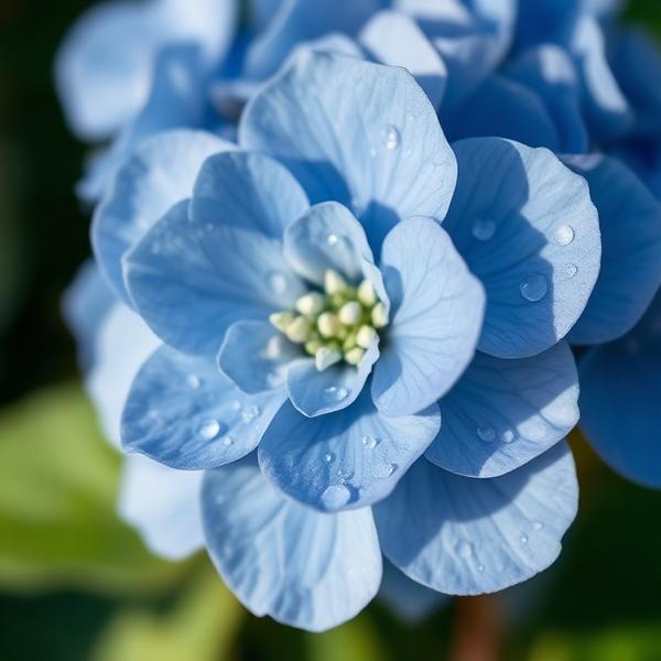 Close-up of a blue hydrangea bloom